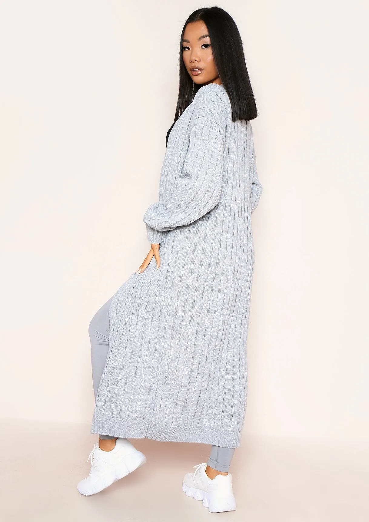 Zara Grey Longline Knitted Cardigan