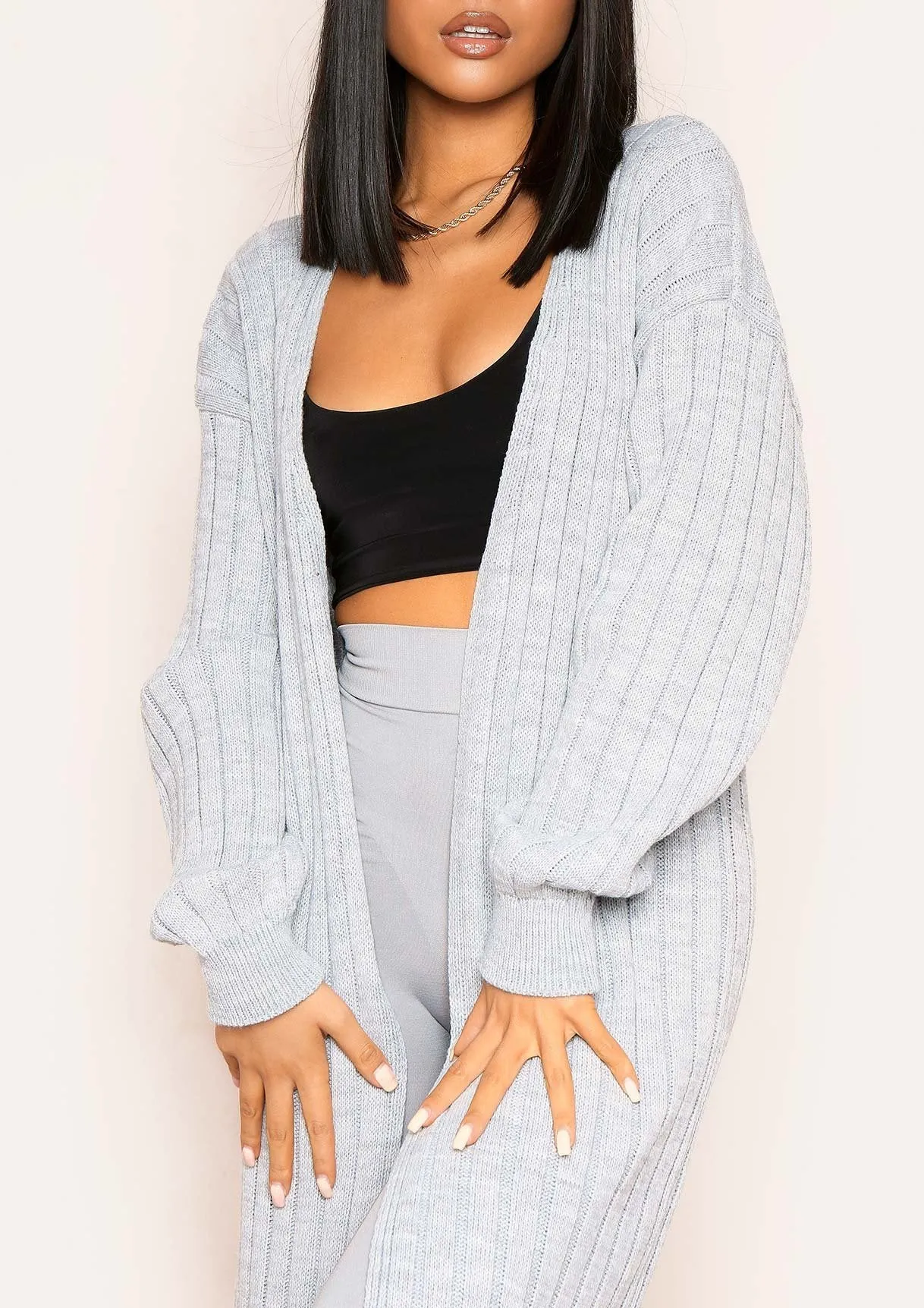 Zara Grey Longline Knitted Cardigan