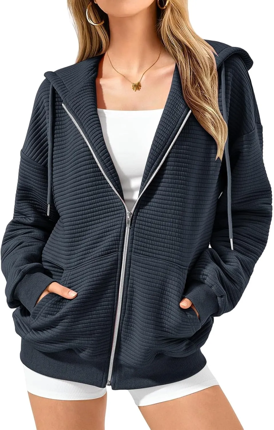 Zip Up Hoodies for Women Trendy Long Sleeve Oversized Sweatshirts Loose Fit Hooded Tops Cute Sweatshirts