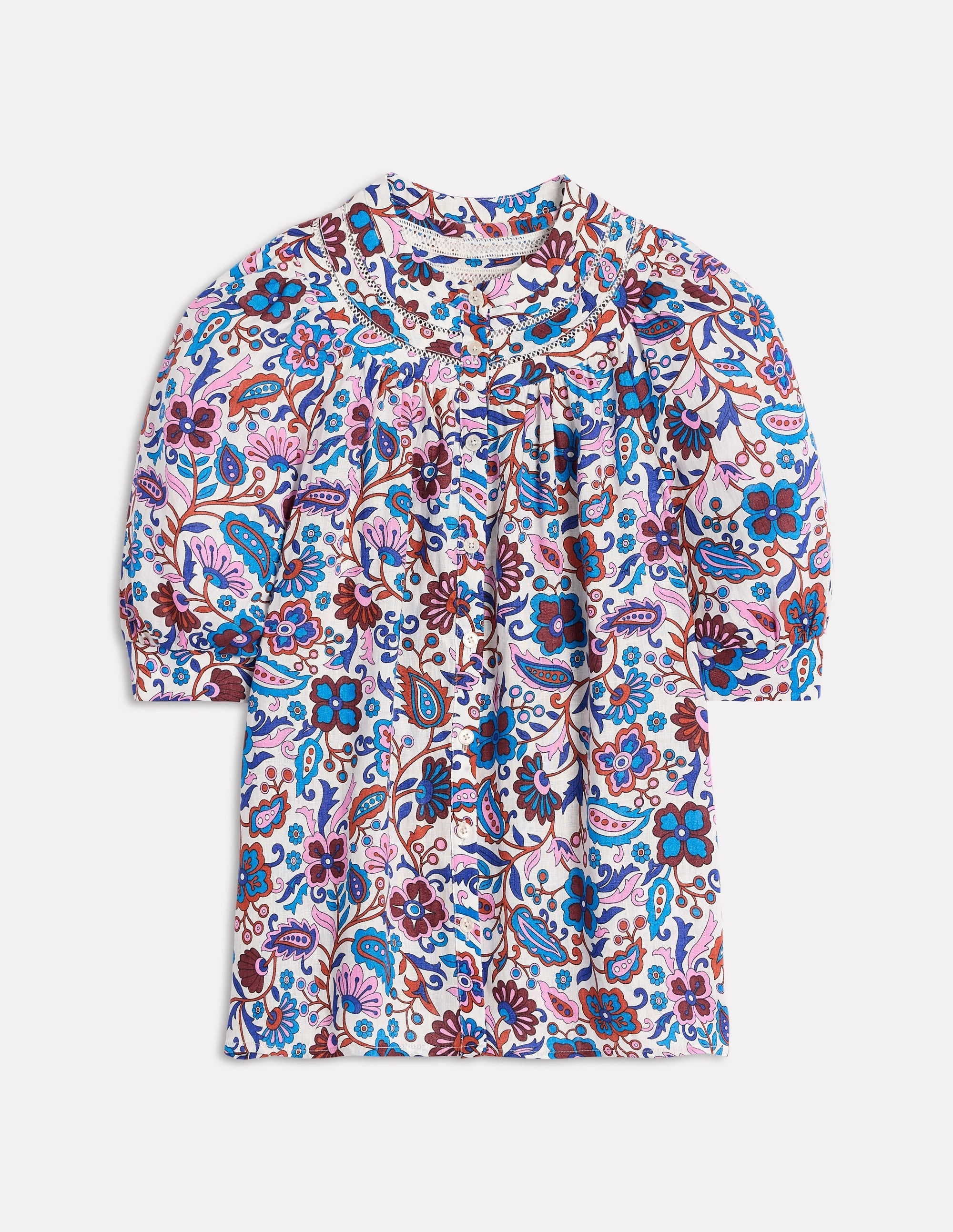 Soft Texture Bea Linen Top-Multi, Oriental Paradise