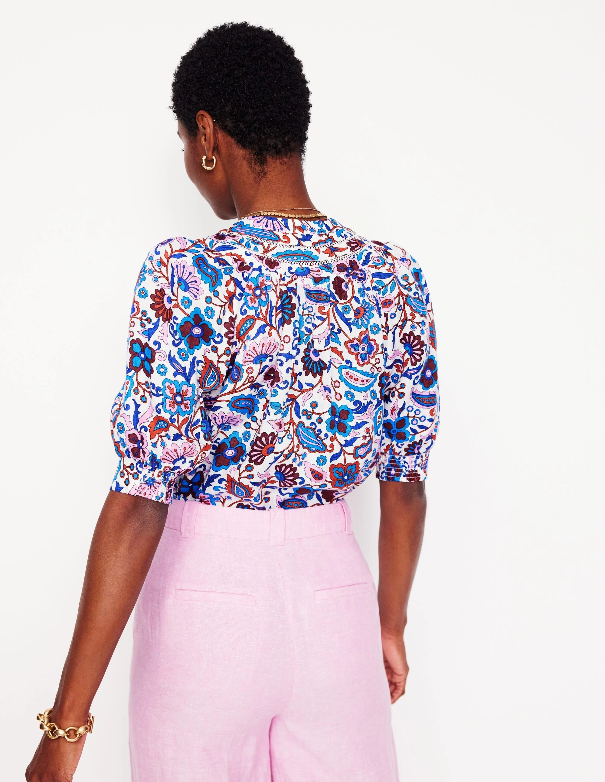 Bea Linen Top-Multi, Oriental Paradise Ultrasoft Inner Lining