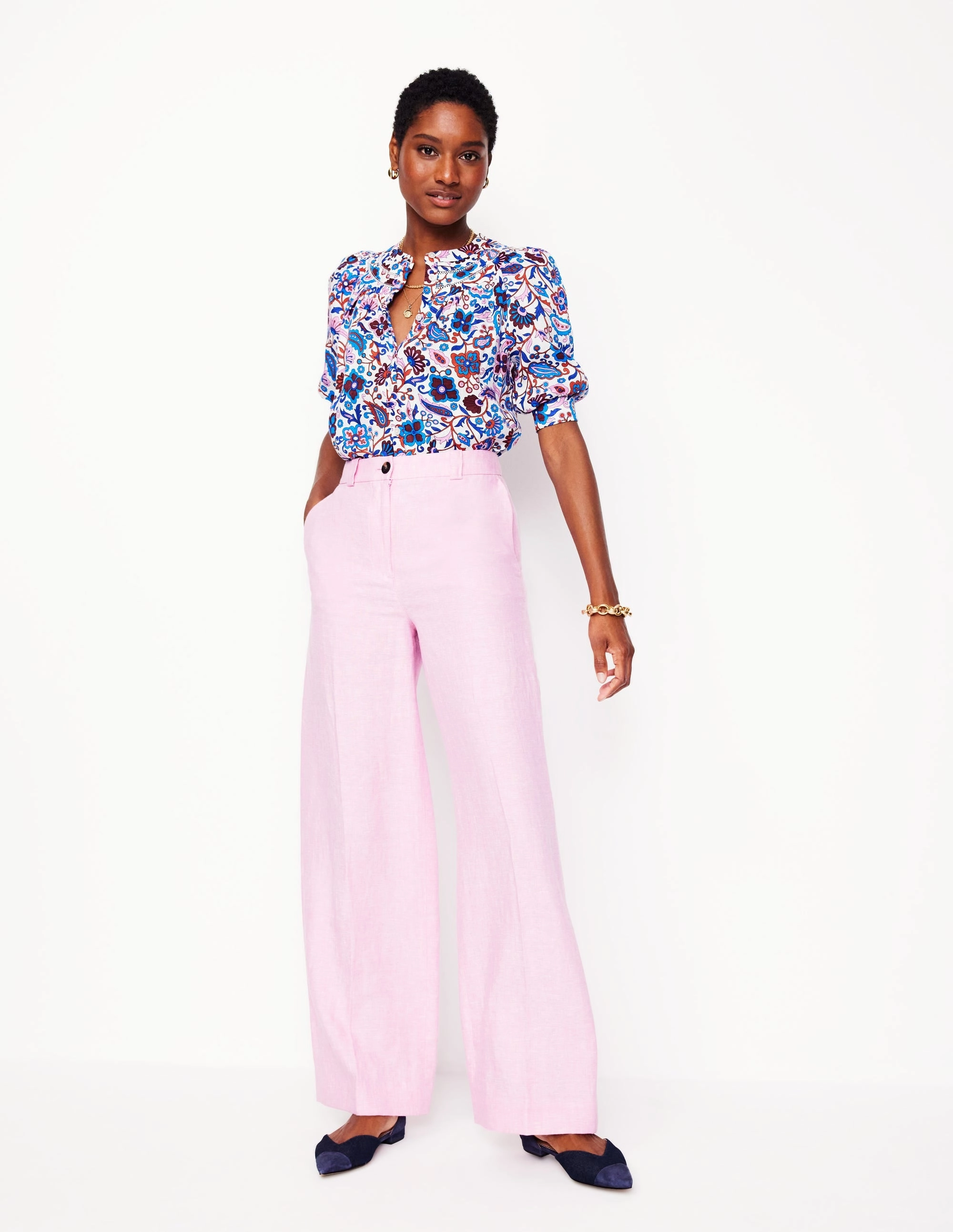 MoistureWicking Material LowMaintenanceMaterial Bea Linen Top-Multi, Oriental Paradise